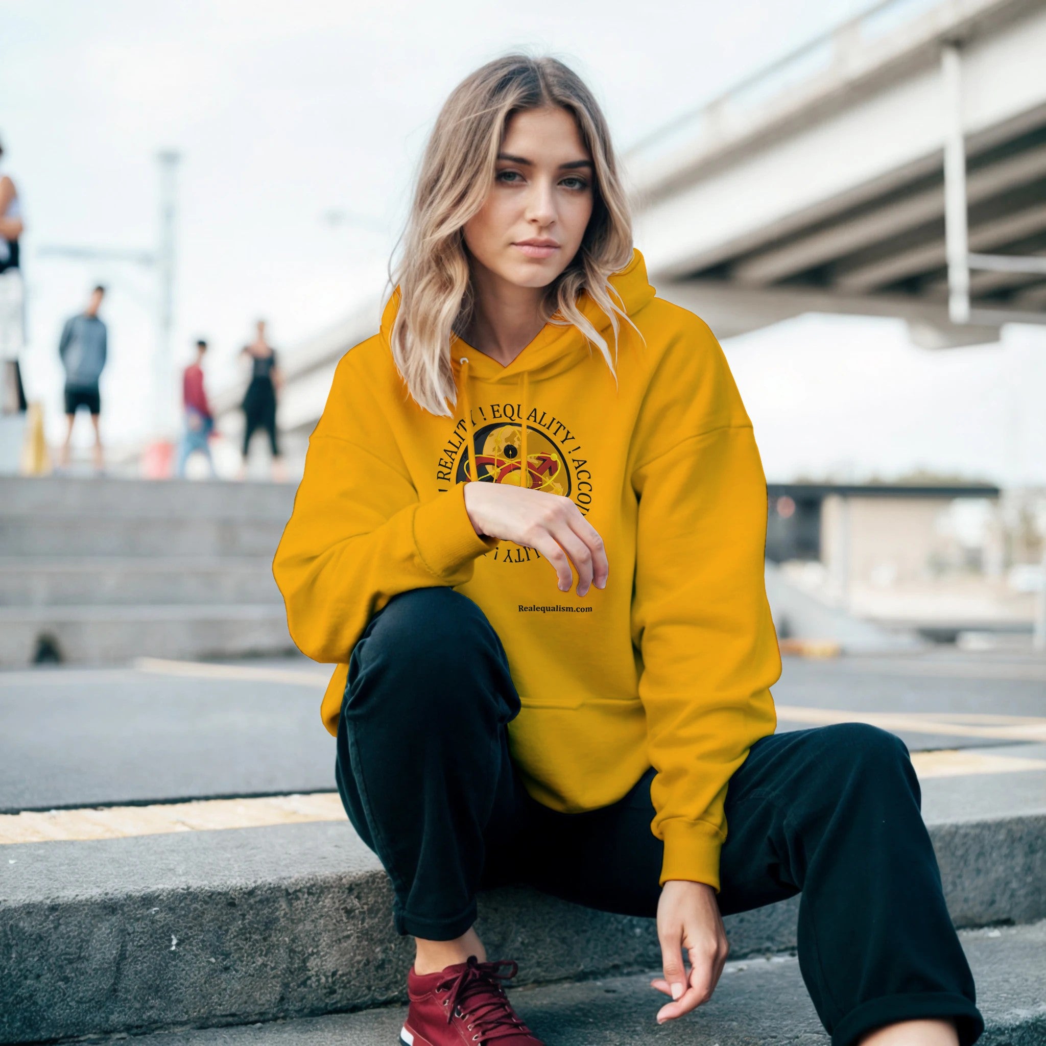 Realequalism Logo Hoodie, 50/50 Cotton/Polyester blend