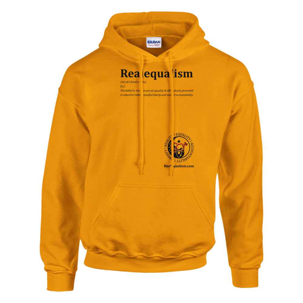 Realequalism Definition Hoodie, 50/50 Cotton/Polyester Blend