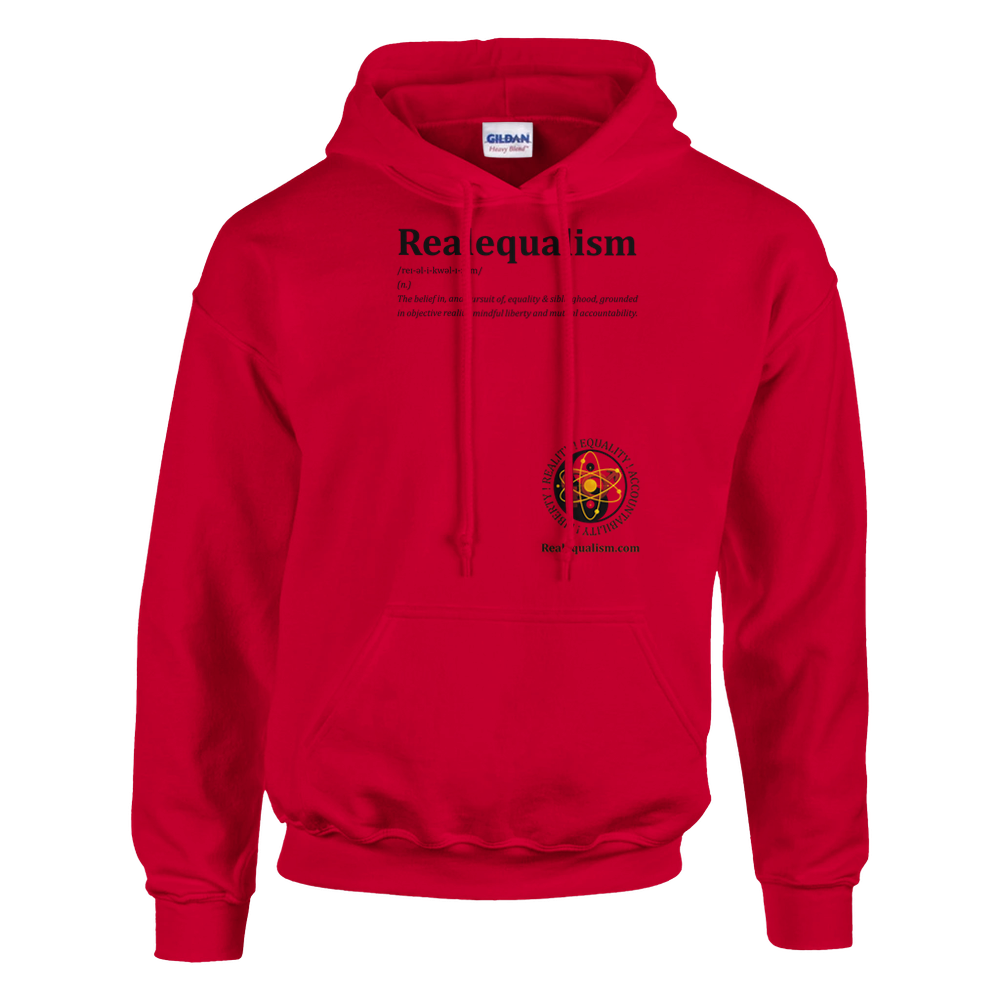 Realequalism Definition Hoodie, 50/50 Cotton/Polyester Blend