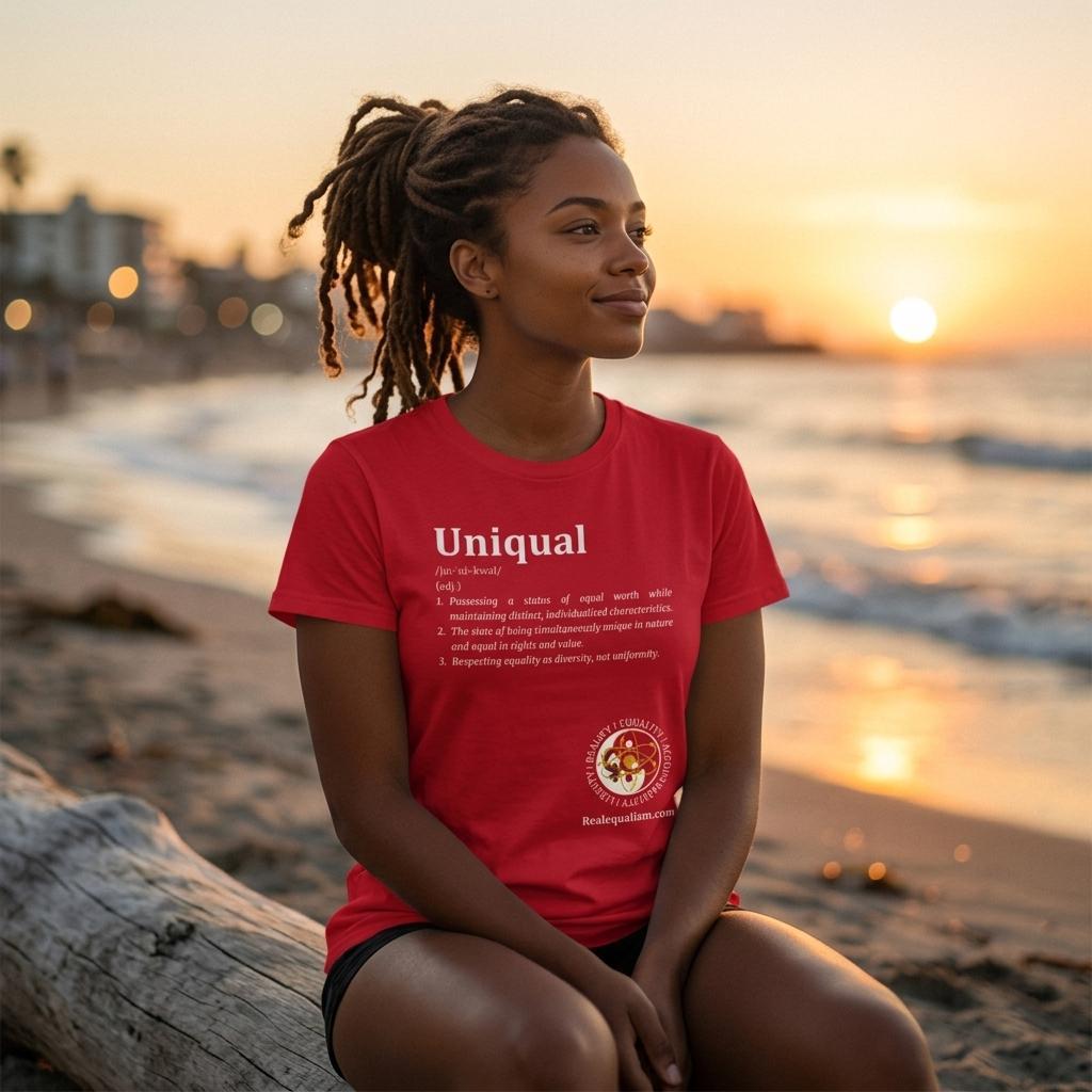 White Gelato Uniqual Definition 100% cotton T-shirt with black printed lettering, showcasing a comfortable, casual design.