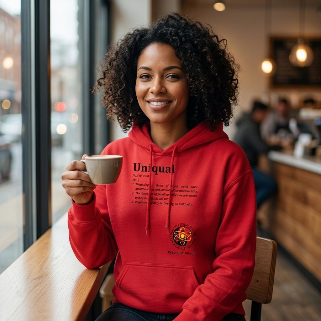 White Gelato Uniqual Definition heavy-weight luxury hoodie with black lettering and print material details.